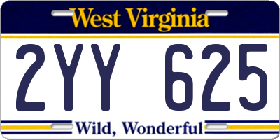 WV license plate 2YY625