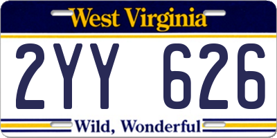 WV license plate 2YY626