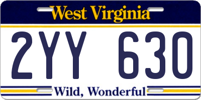 WV license plate 2YY630