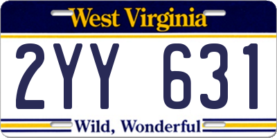 WV license plate 2YY631