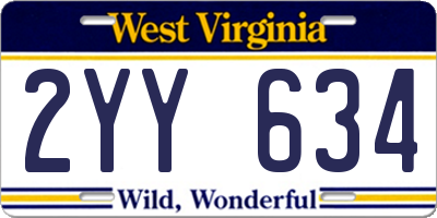 WV license plate 2YY634