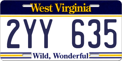 WV license plate 2YY635