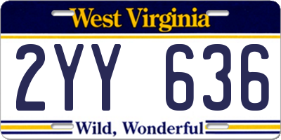 WV license plate 2YY636