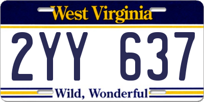 WV license plate 2YY637