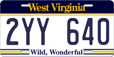 WV license plate 2YY640