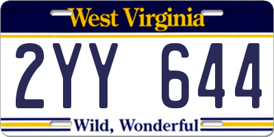 WV license plate 2YY644