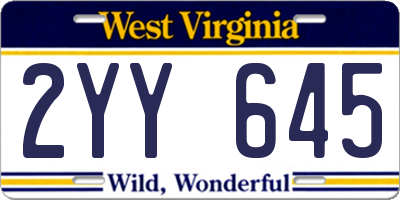 WV license plate 2YY645