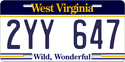 WV license plate 2YY647