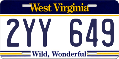 WV license plate 2YY649
