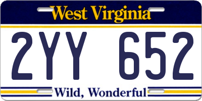 WV license plate 2YY652