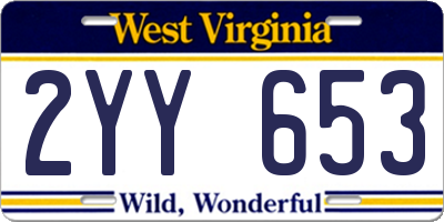 WV license plate 2YY653