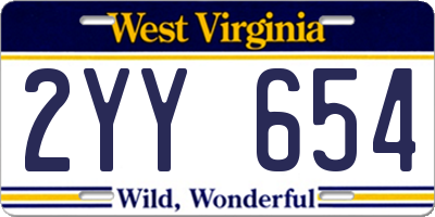 WV license plate 2YY654