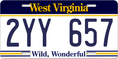 WV license plate 2YY657