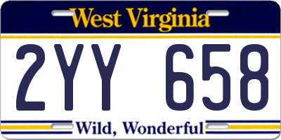 WV license plate 2YY658