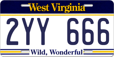 WV license plate 2YY666