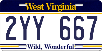 WV license plate 2YY667