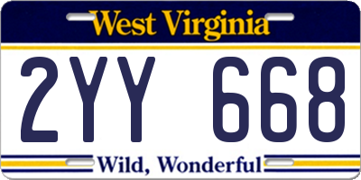 WV license plate 2YY668