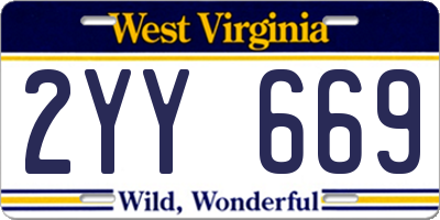 WV license plate 2YY669
