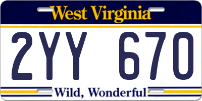 WV license plate 2YY670