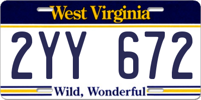 WV license plate 2YY672