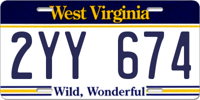 WV license plate 2YY674