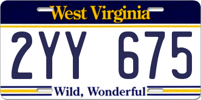 WV license plate 2YY675