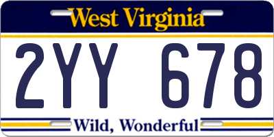 WV license plate 2YY678