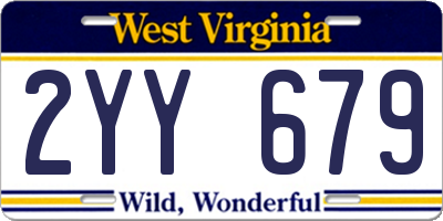 WV license plate 2YY679