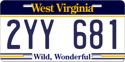 WV license plate 2YY681