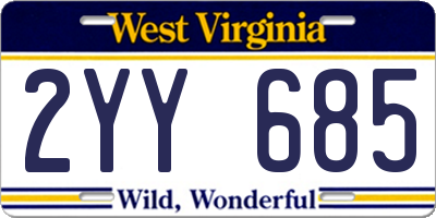 WV license plate 2YY685