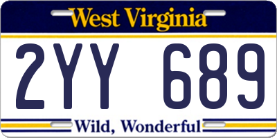 WV license plate 2YY689