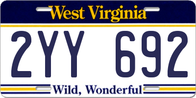 WV license plate 2YY692