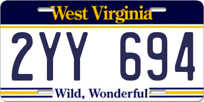 WV license plate 2YY694