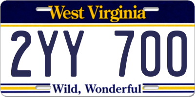 WV license plate 2YY700