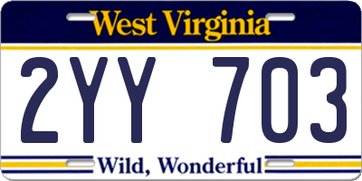 WV license plate 2YY703