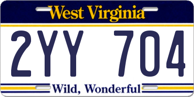 WV license plate 2YY704