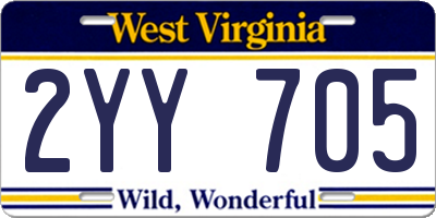 WV license plate 2YY705