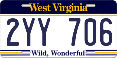 WV license plate 2YY706