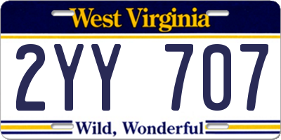 WV license plate 2YY707