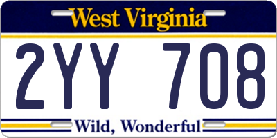 WV license plate 2YY708