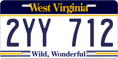 WV license plate 2YY712