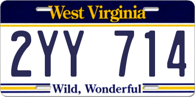 WV license plate 2YY714