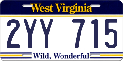 WV license plate 2YY715