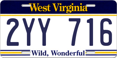WV license plate 2YY716
