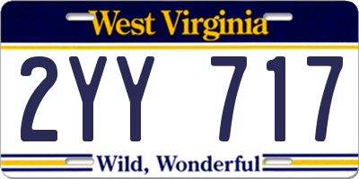 WV license plate 2YY717