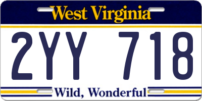WV license plate 2YY718