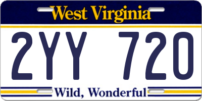 WV license plate 2YY720
