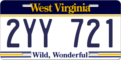 WV license plate 2YY721