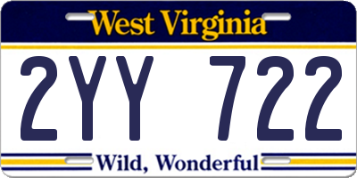 WV license plate 2YY722