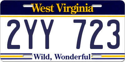 WV license plate 2YY723